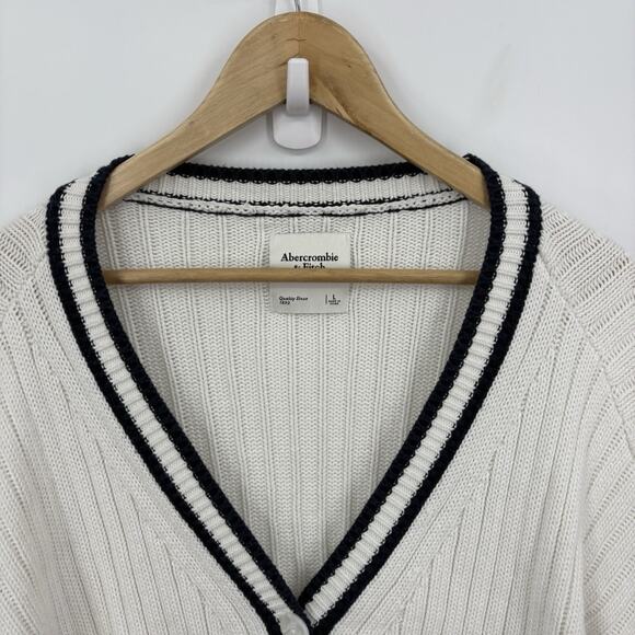 Abercrombie Cardigan Sweater Womens Large Preppy Fisherman Nautical Academia 90s - Picture 3 of 8